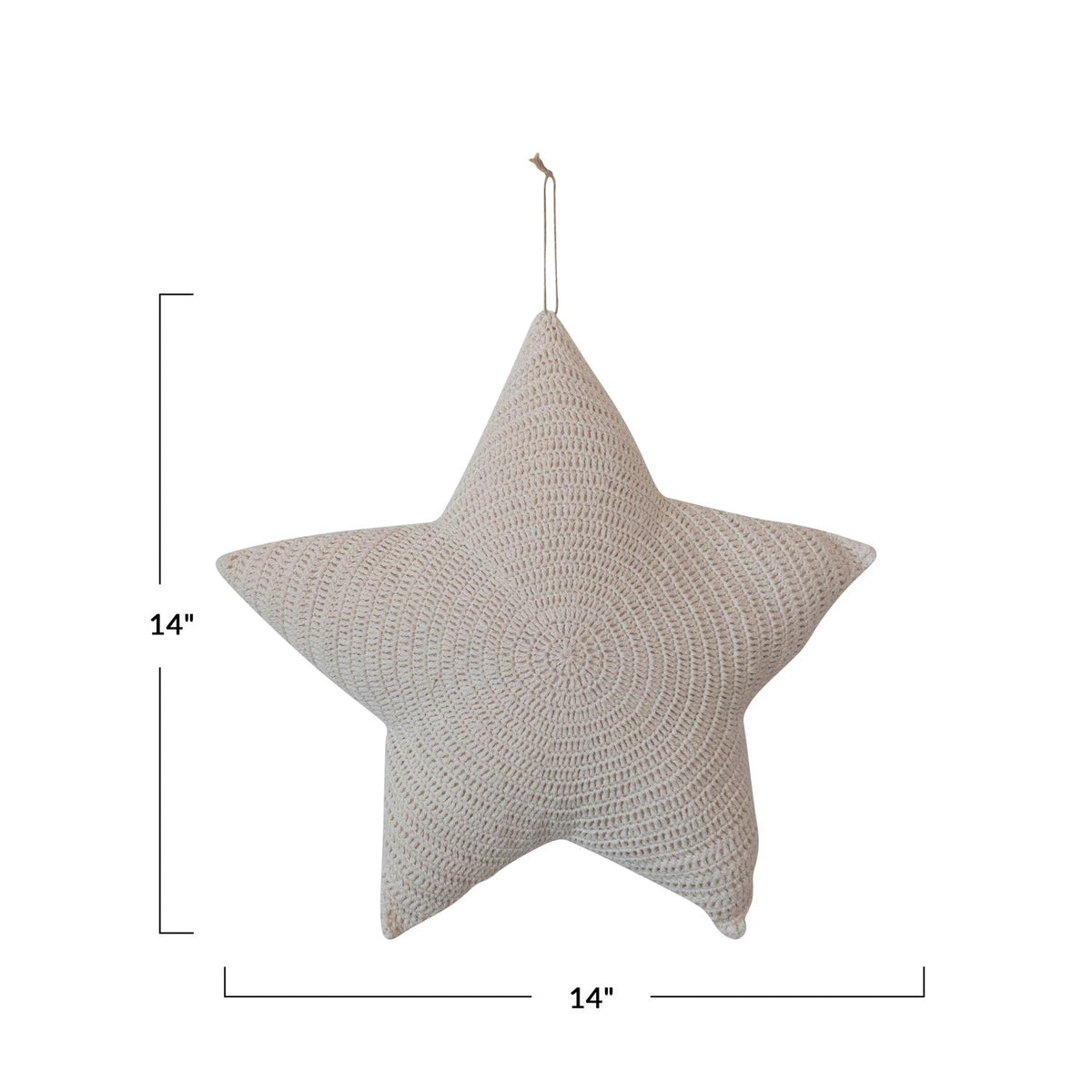 Creative Co-op Creative Co-op 14" Recycled Cotton Crocheted Star Shaped Pillow, Cream - Little Miss Muffin Children & Home