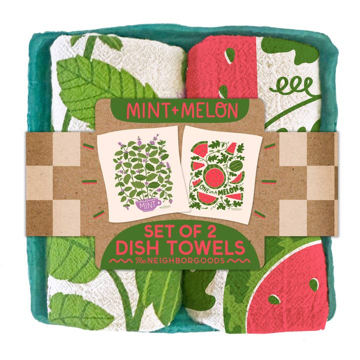 The Neighborgoods Mint & Melon Tea Towel Gift Set - Little Miss Muffin Children & Home