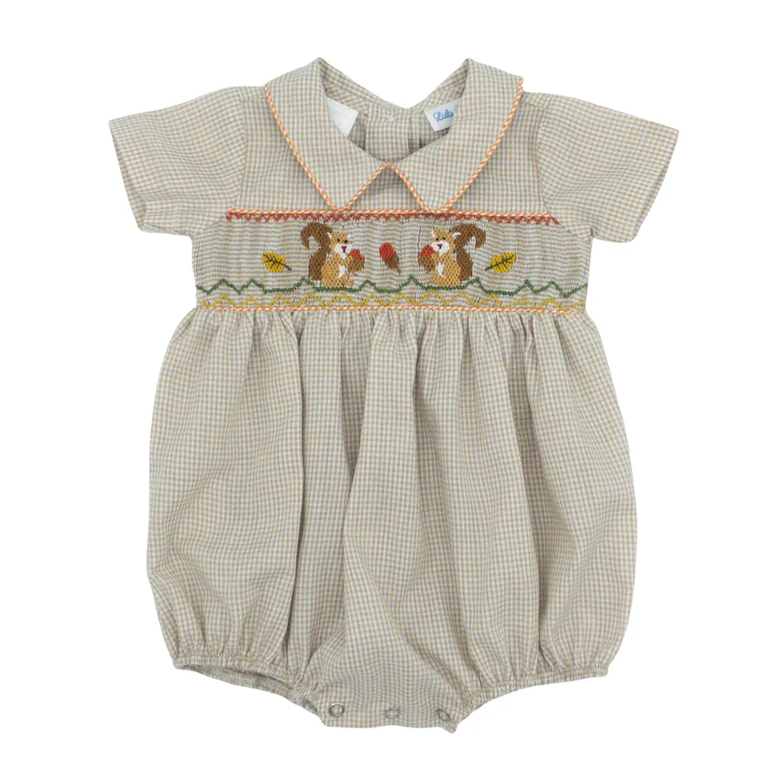 Lulu Bebe Noah Autumn Tails Smocked Collared Bubble - Little Miss Muffin Children & Home