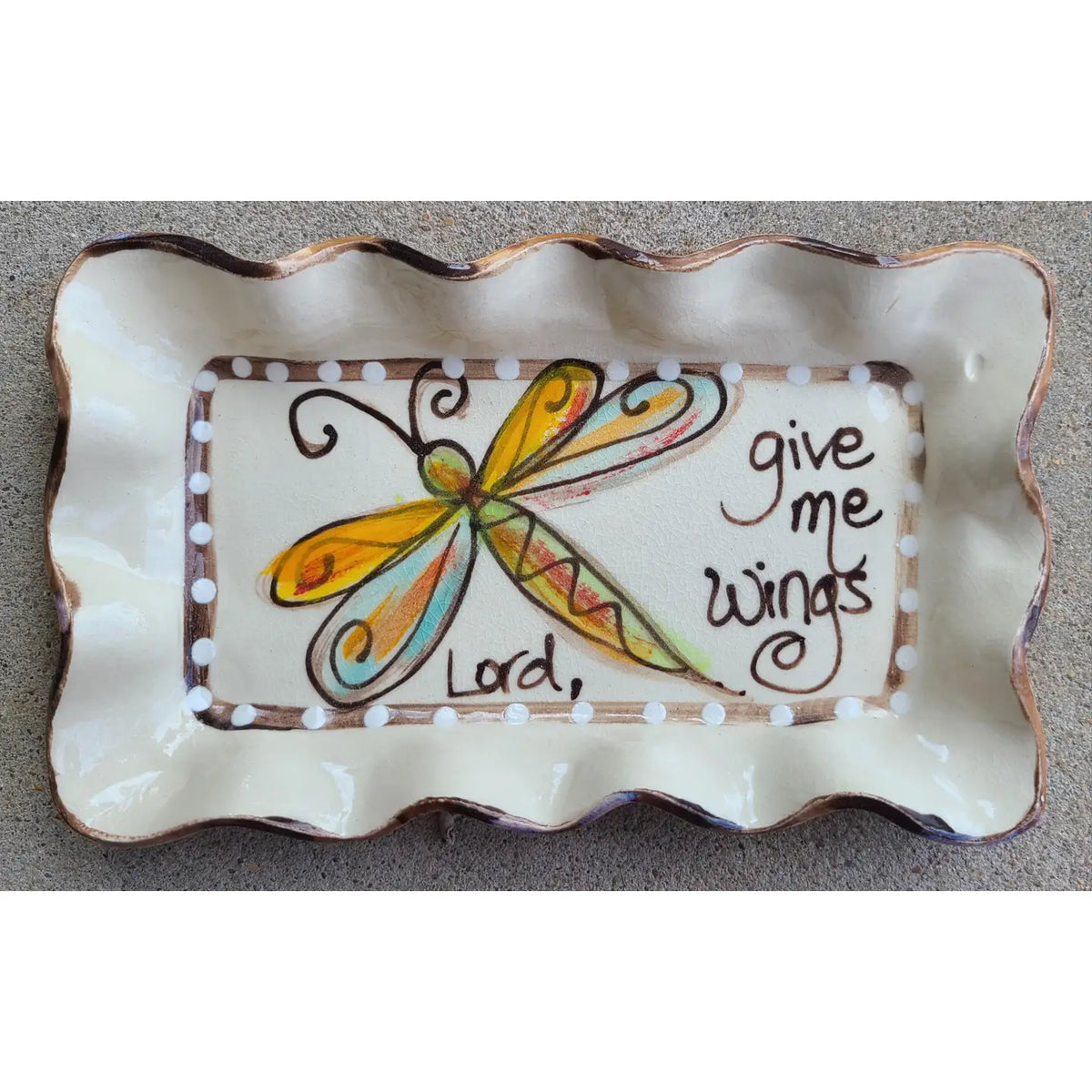 Heartfelt Traditions Small Rectangle Plate with Dragonfly Wings - Little Miss Muffin Children & Home