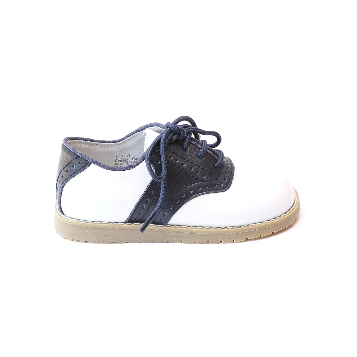 L'Amour Shoes L'Amour Luke Two Tone Leather Saddle Shoe White/Navy - Little Miss Muffin Children & Home
