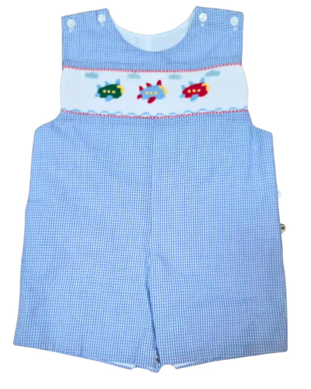Lulu Bebe Pete Airplane Smocked Shortall - Little Miss Muffin Children & Home