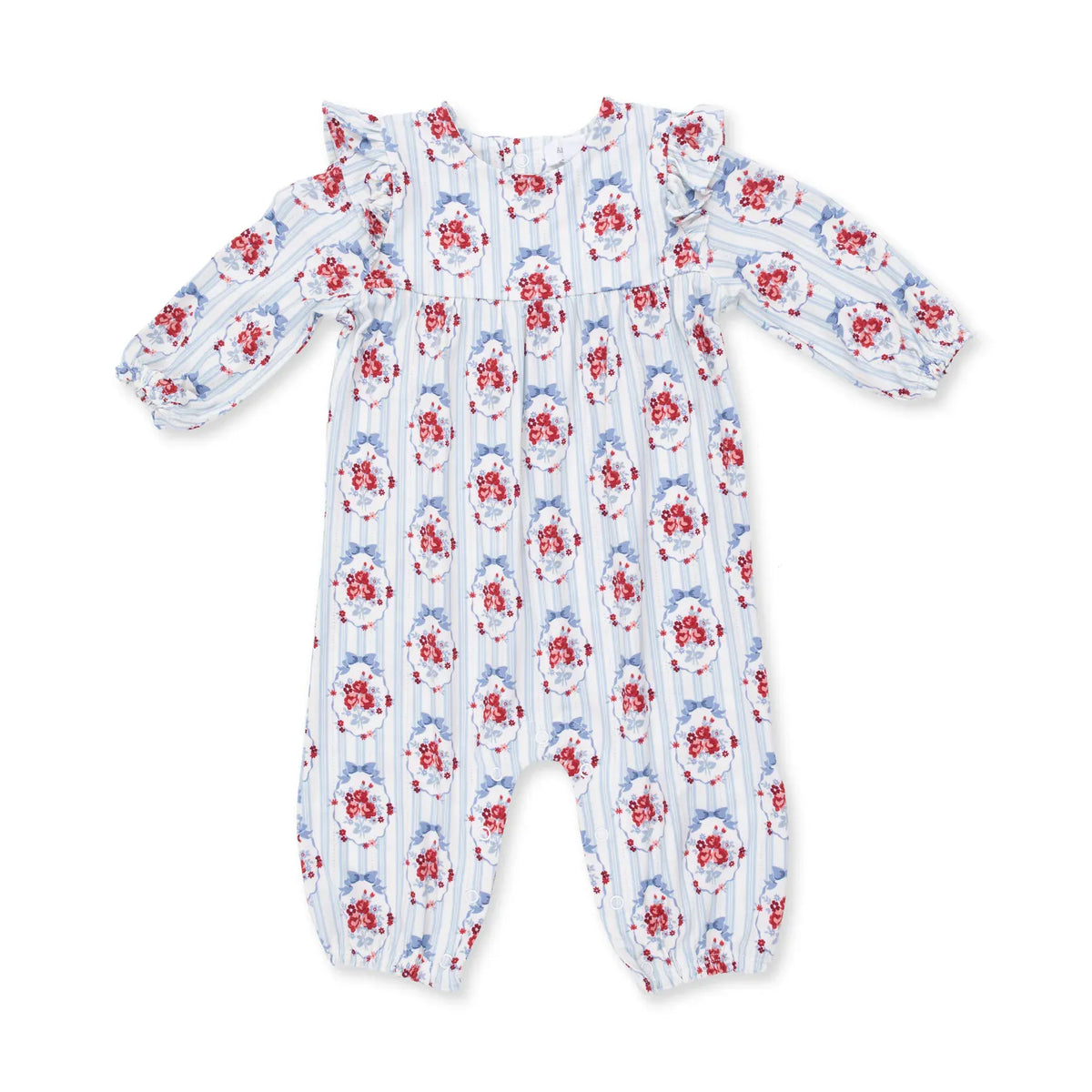 Angel Dear Beverly Cameo Stripe Ruffle Sleeve Snap Romper - Little Miss Muffin Children & Home