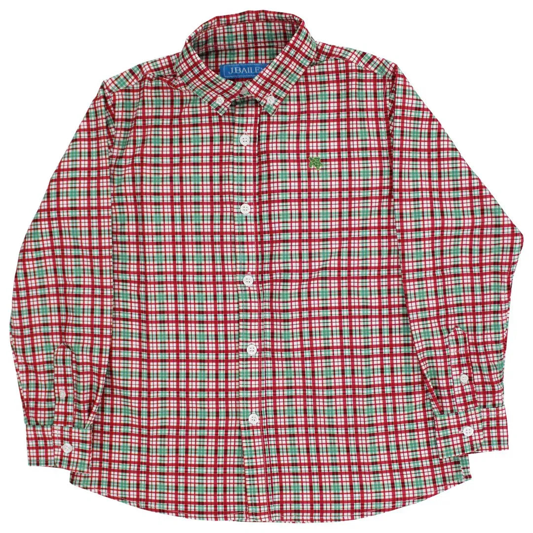 Roscoe Performance Button Down Shirt in Jolly Plaid for boys by Bailey Boys