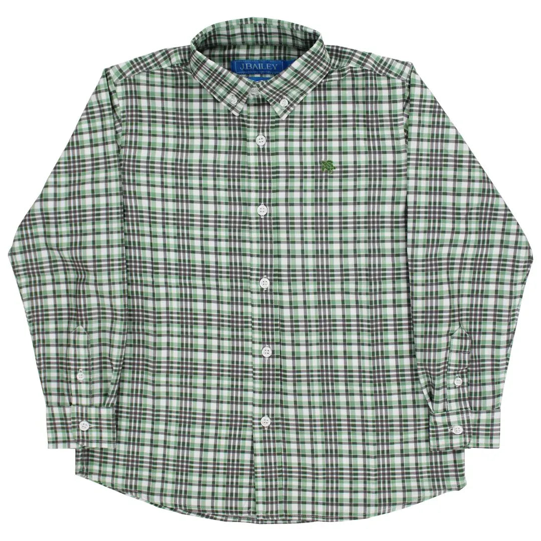 Roscoe Performance Button Down Shirt in Oak Plaid for boys by Bailey Boys