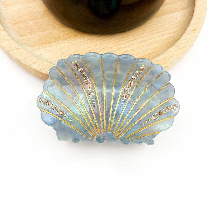 The Diva Soap Crystal Shell Claw Clip, Ocean Creatures Hair Clip in Blue Gray - Little Miss Muffin Children & Home