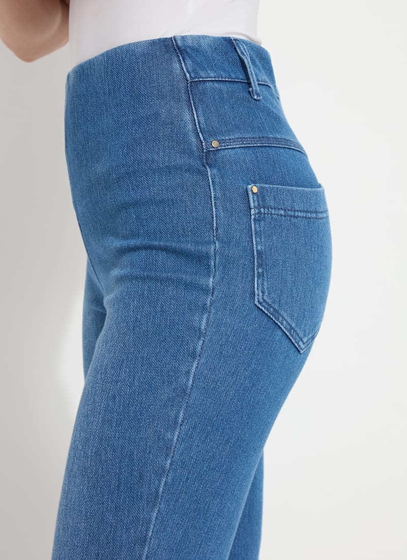 Lysse Sage Scalloped Edge Ankle Baby Boot Denim in Mid Wash - Little Miss Muffin Children & Home