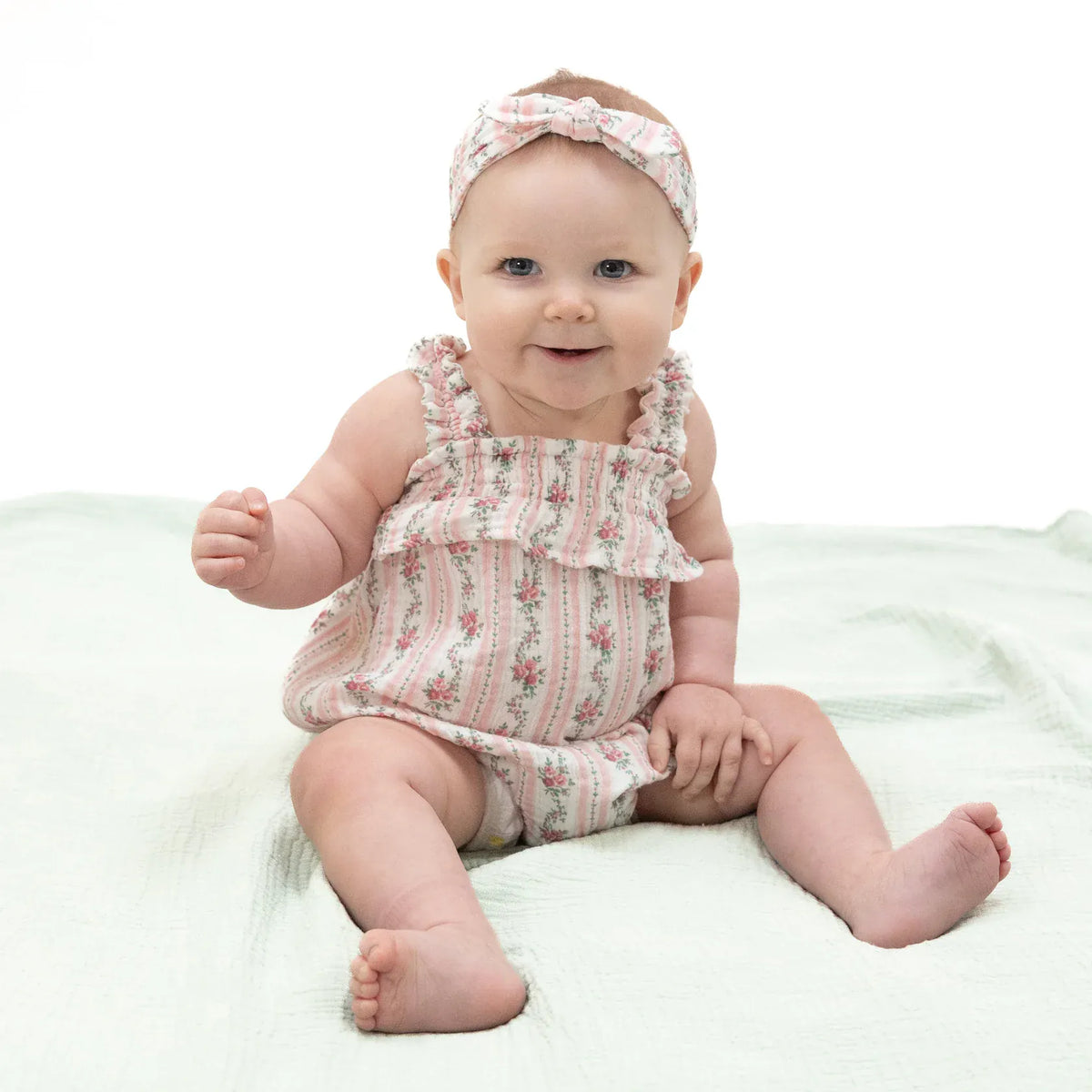 Angel Dear Winding Roses Stripe Ruffly Strap Bubble - Little Miss Muffin Children & Home