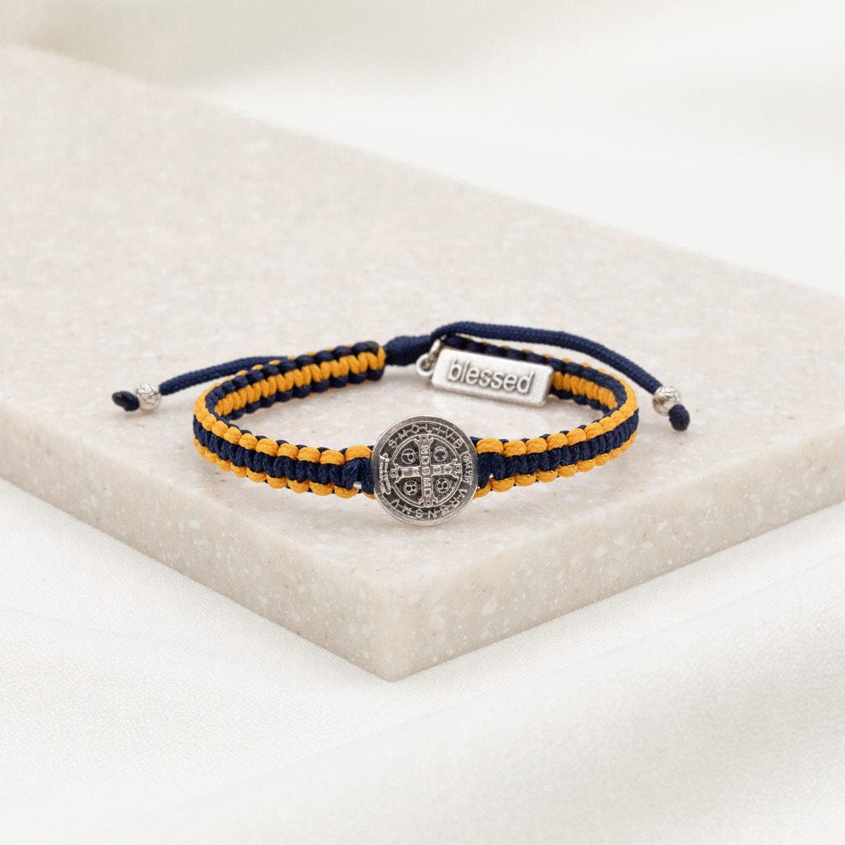 My Saint My Hero School Spirit Blessing Bracelet 1 Medal Maize Yellow/Navy/Silver - Little Miss Muffin Children & Home