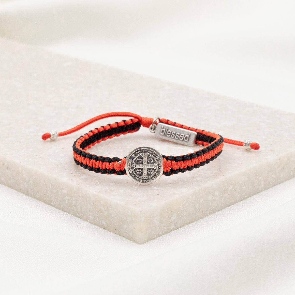My Saint My Hero School Spirit Blessing Bracelet 1 Medal Black/Orange/Silver - Little Miss Muffin Children & Home