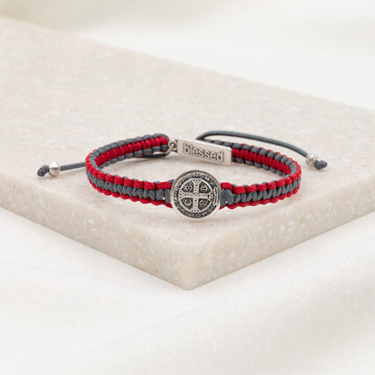 My Saint My Hero School Spirit Blessing Bracelet 1 Medal Red/Slate/Silver - Little Miss Muffin Children & Home