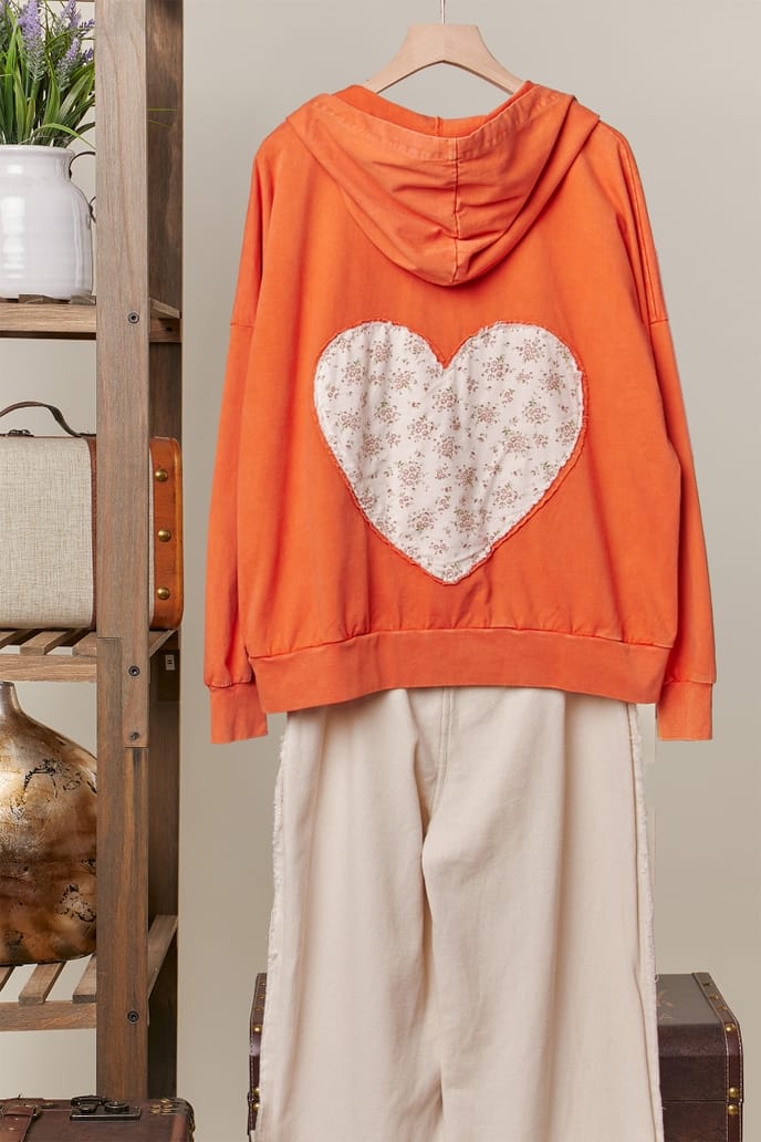 Mello. Zip Up Hooded Sweatshirt with Love Patchwork - Little Miss Muffin Children & Home