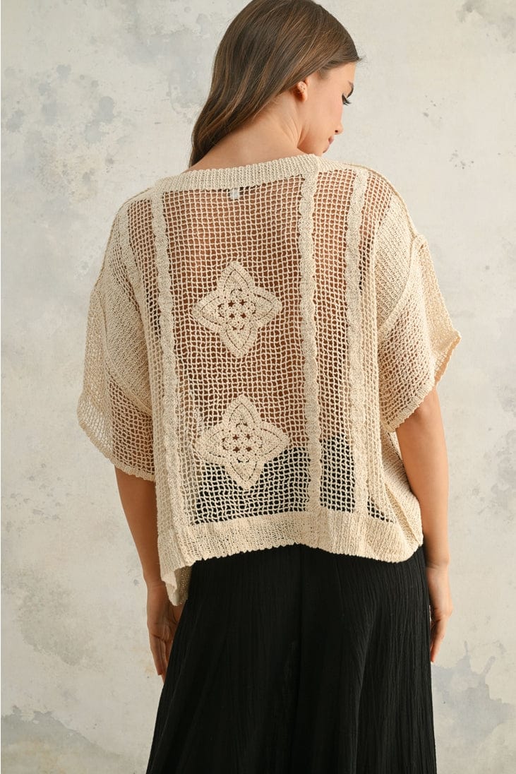 Miou Muse Crochet Knit Short Sleeve Top - Little Miss Muffin Children & Home