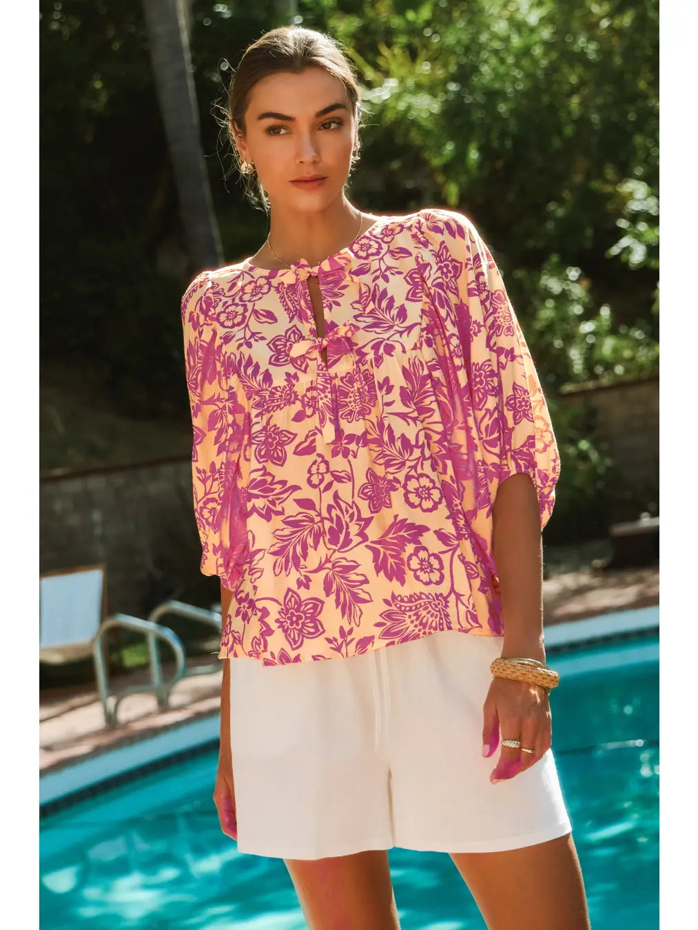 Oddi Floral Boho Print Top with Tie Neck - Little Miss Muffin Children & Home