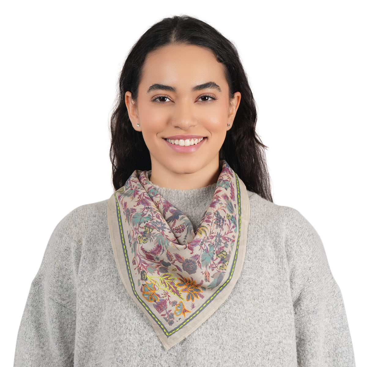Shivani Beige Embroidered Bandana Scarf - Little Miss Muffin Children & Home