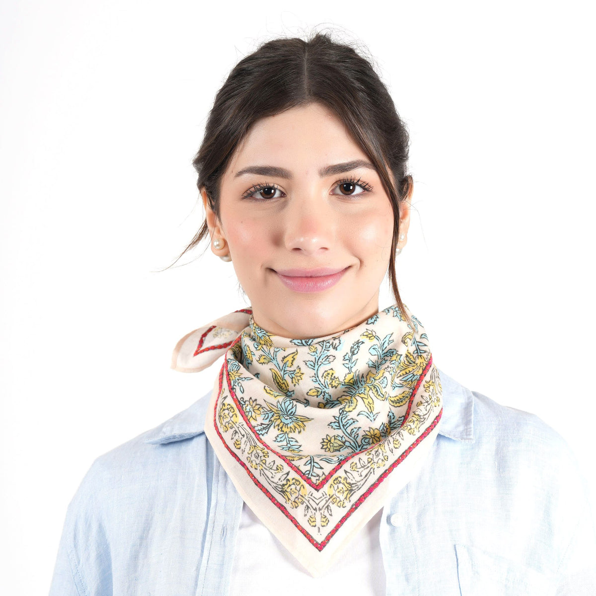 Shivani Beige Embroidered Bandana Scarf - Little Miss Muffin Children & Home