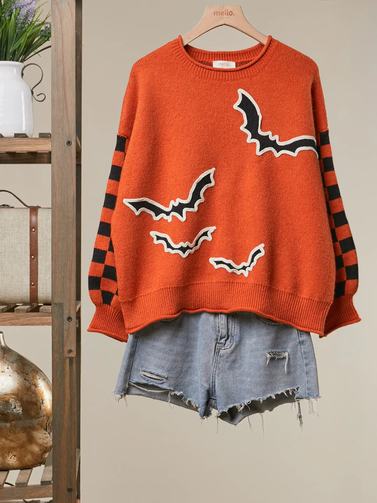 Mello. Checkerboard Sleeve Bats Sweater - Little Miss Muffin Children & Home