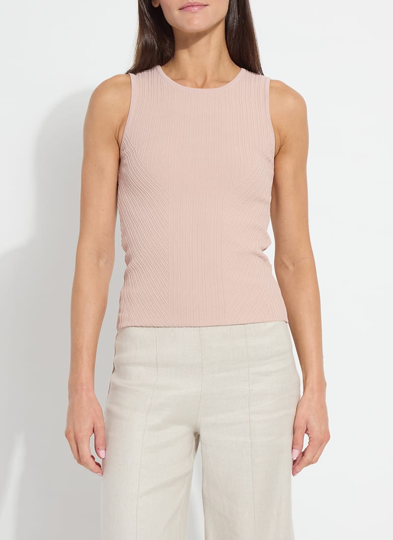 Andreia Ribbed Knit Tank in Sabbia Rose by Lysse