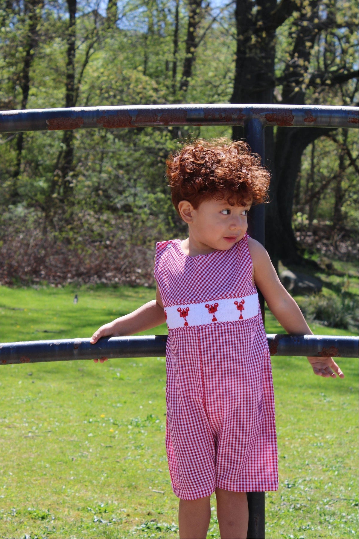 Carriage Boutique Lobster Seersucker Boy Romper Red - Little Miss Muffin Children & Home
