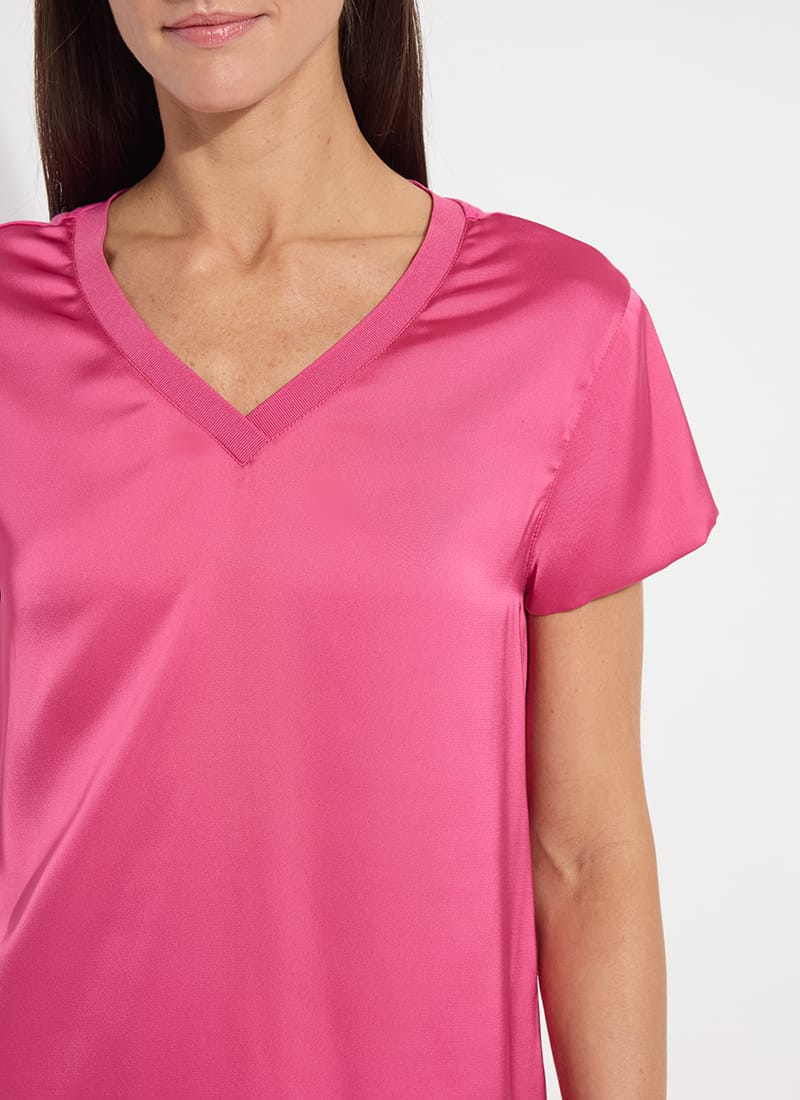 Lysse Lysse Saori V-Neck Mix Media Top in Hot Pink - Little Miss Muffin Children & Home
