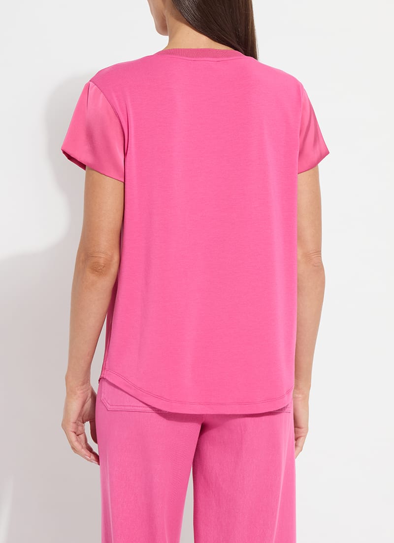 Lysse Lysse Saori V-Neck Mix Media Top in Hot Pink - Little Miss Muffin Children & Home