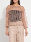 Lettie Slouchy Metallic Net Mesh Knit Sweater in Sparkling Rose by Lysse