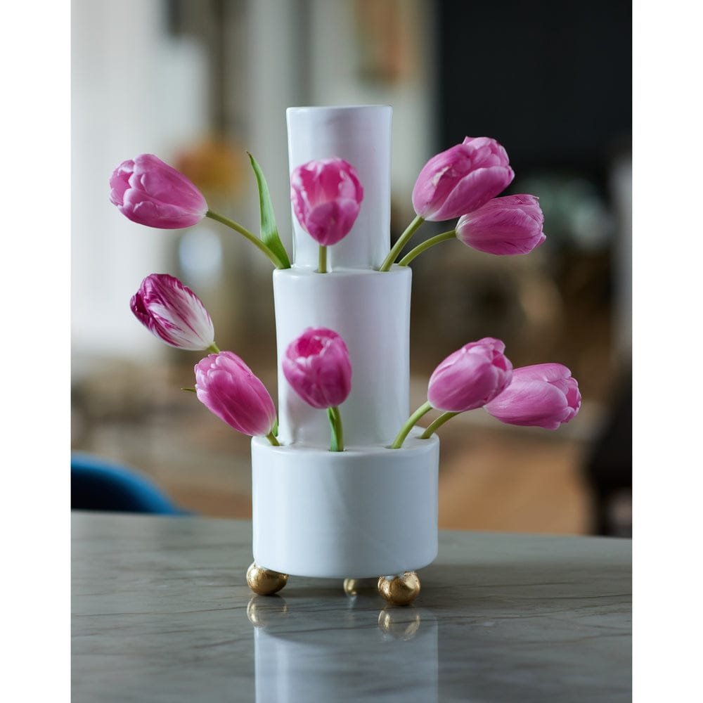 Abigail's Home Decor White 16-Hole Tulipiere with Gold Feet - Little Miss Muffin Children & Home
