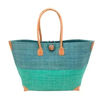 Shebobo Shebobo Turquoise & Seafoam Monterey Two Tone Straw Tote Bag - Little Miss Muffin Children & Home