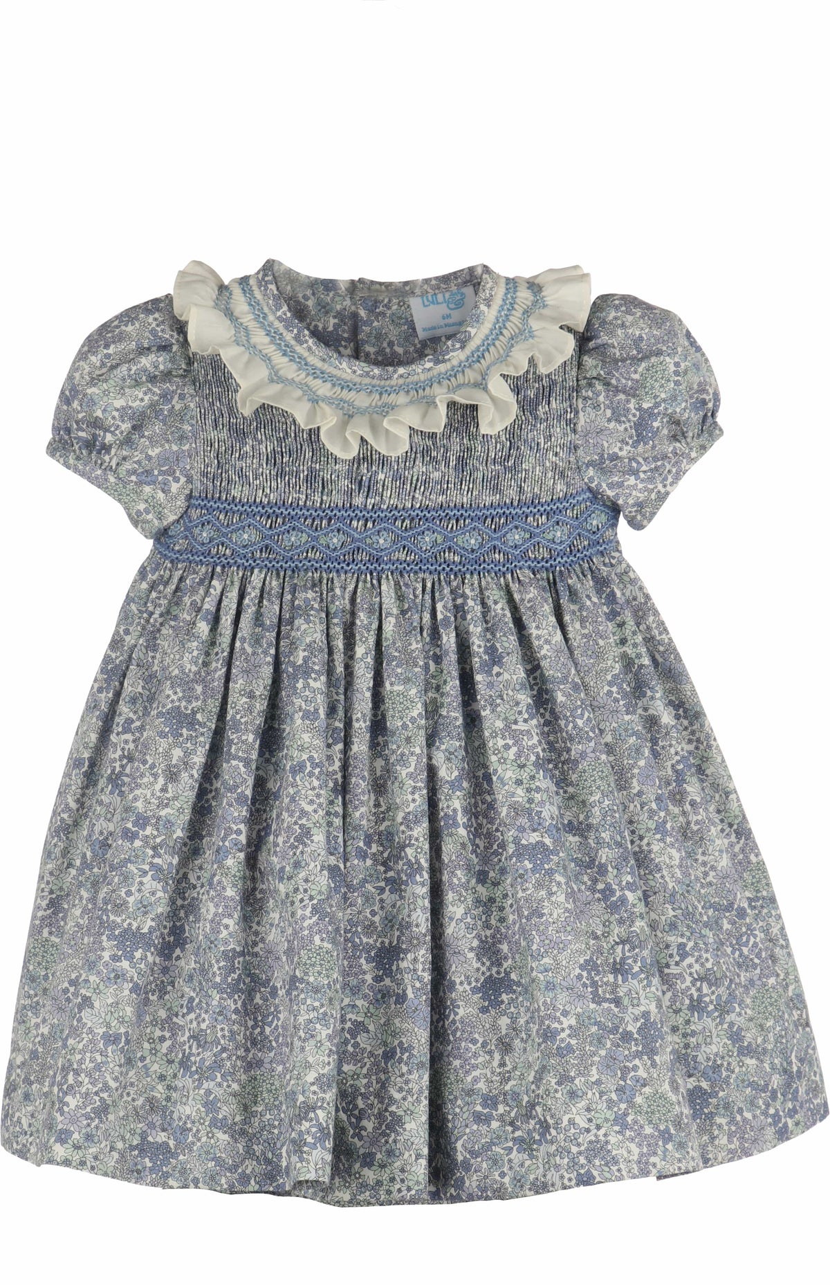 Casero & Associates Blue Fall Bloom Smock Dress - Little Miss Muffin Children & Home