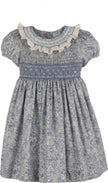 Casero & Associates Blue Fall Bloom Collar Dress - Little Miss Muffin Children & Home