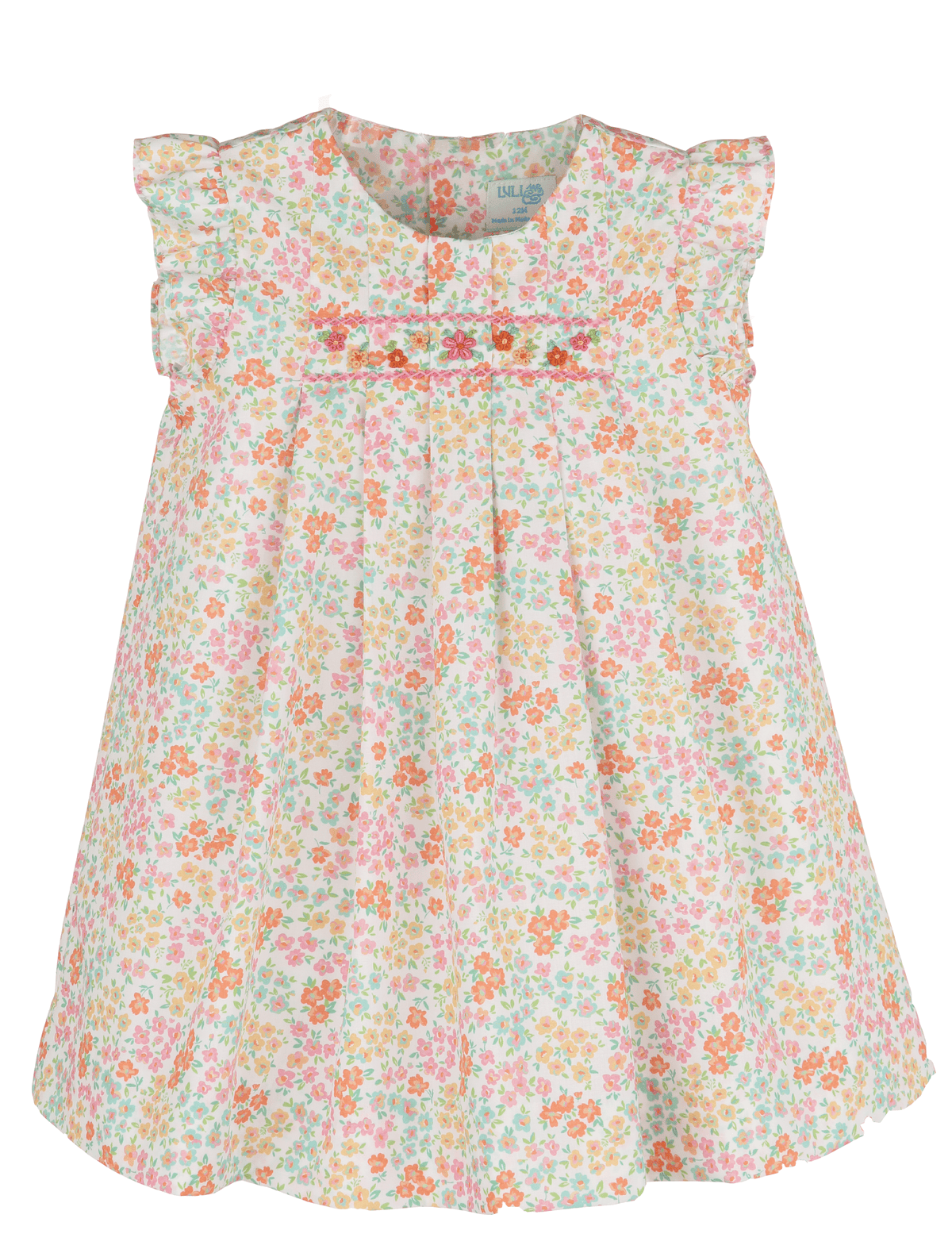 Casero & Associates Orange Easter Garden Pleated Dress - Little Miss Muffin Children & Home