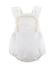 Casero & Associates Daisy Chain Ruffle Sunsuit, White - Little Miss Muffin Children & Home