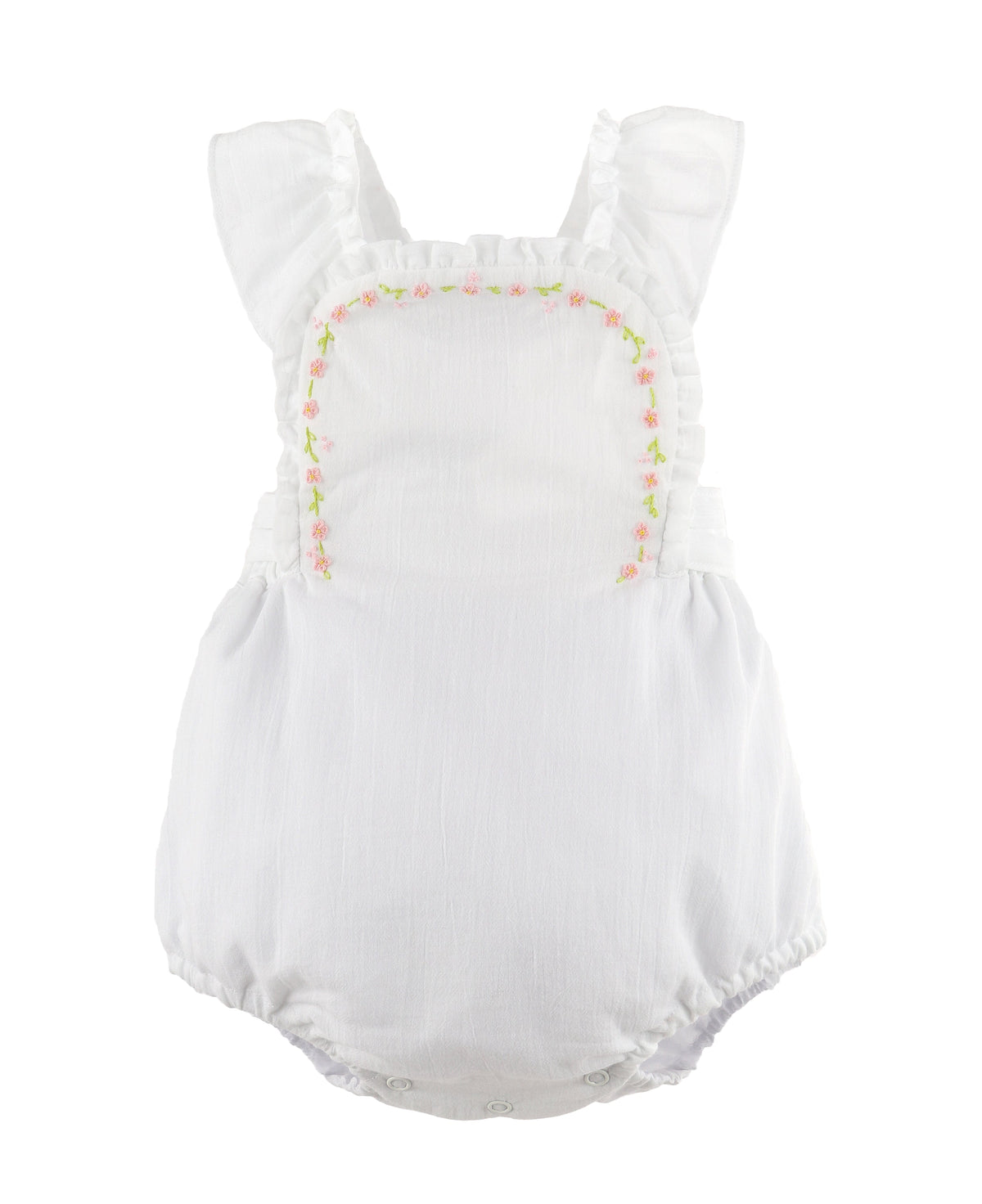 Casero & Associates Daisy Chain Ruffle Sunsuit, White - Little Miss Muffin Children & Home