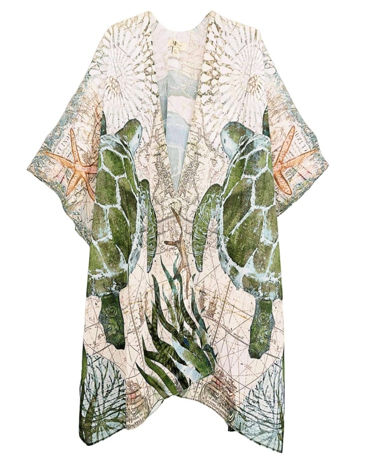 JC Sunny Fashion Green-Multi Sea Turtle Kimono - Little Miss Muffin Children & Home