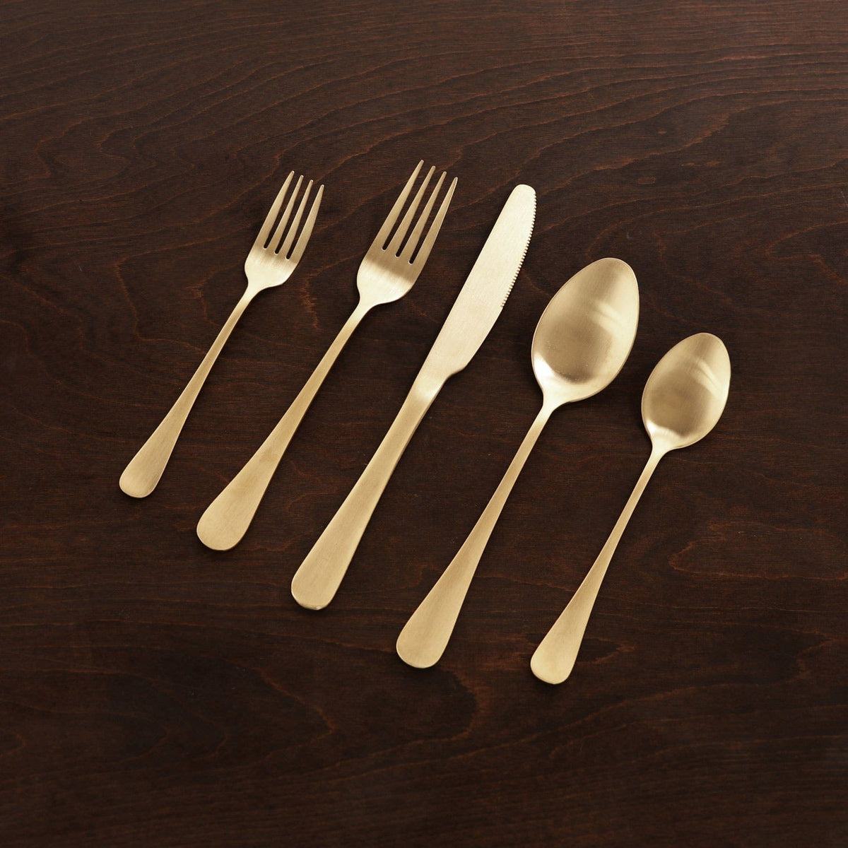 Beatriz Ball Vida Set of 5 Full Brushed Champagne Gold Droplet Stainless Flatware - Little Miss Muffin Children & Home