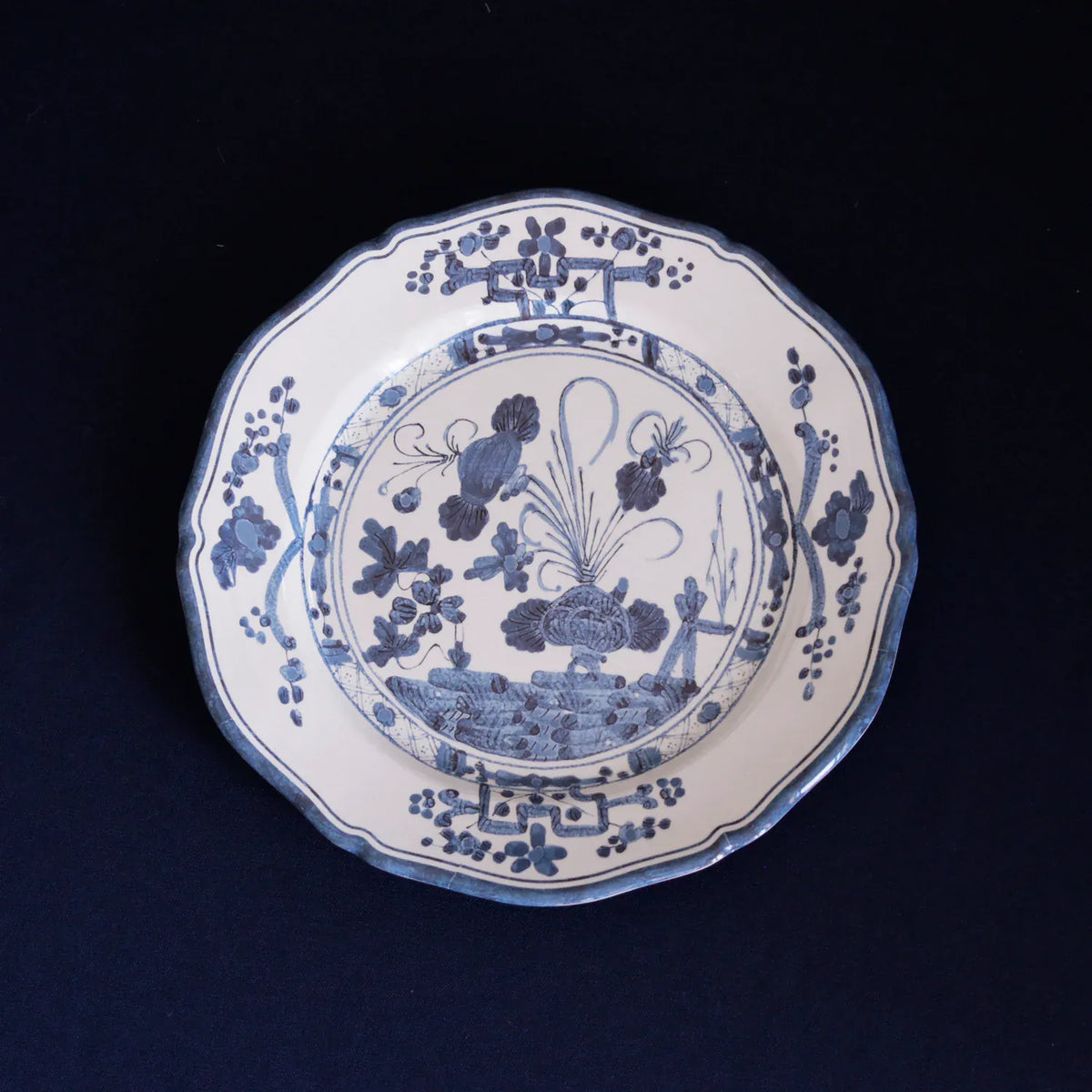 Beatriz Ball Vida Faenza 11" White and Blue Dinner Plate Set of 4 - Little Miss Muffin Children & Home