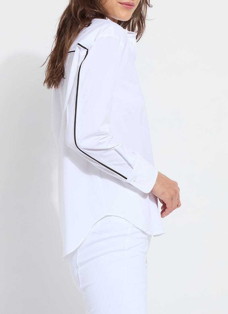 Lysse Lysse Sofia Striped Cropped Shirt in White - Little Miss Muffin Children & Home