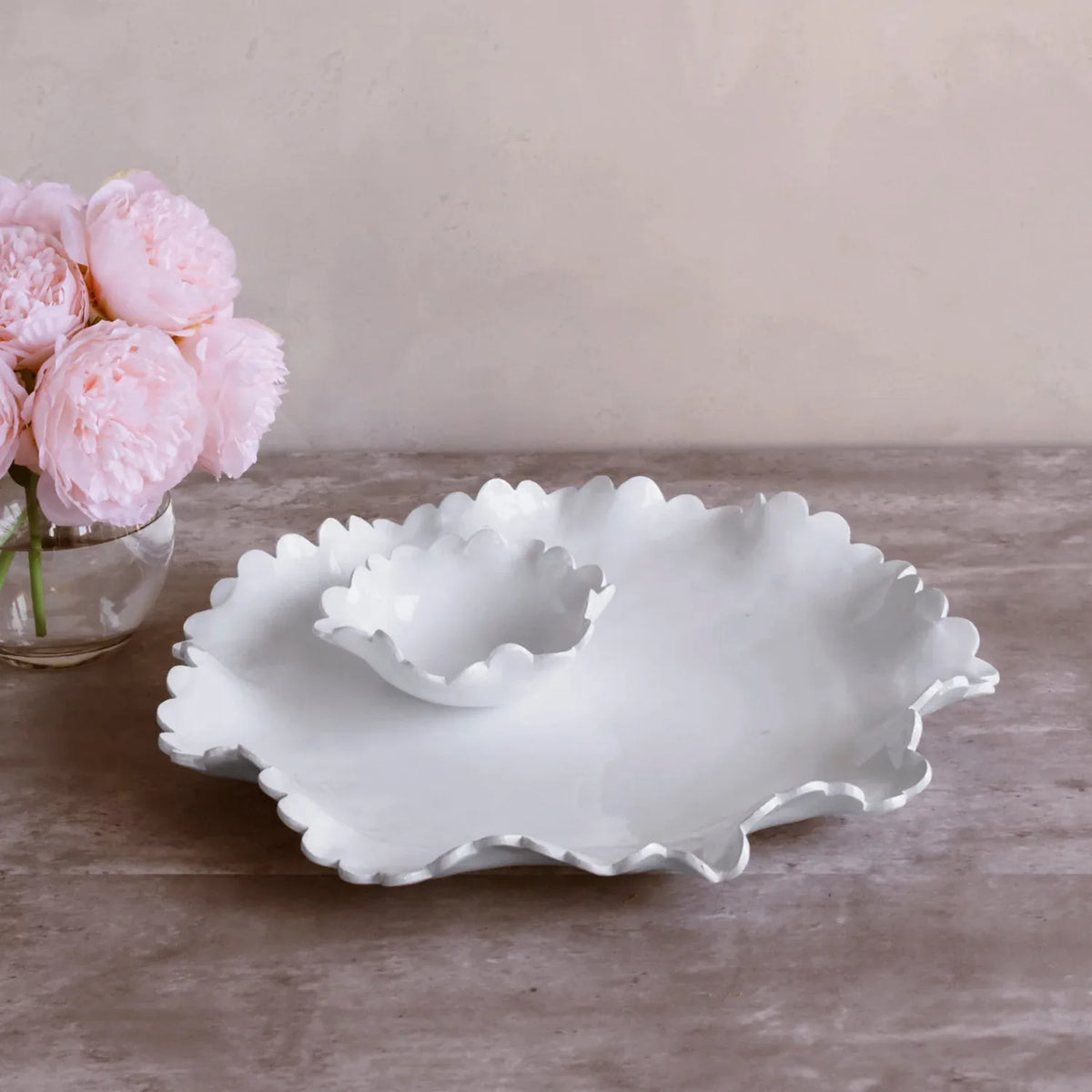 Beatriz Ball Vida Colette White Round Platter with Mini Dip Bowl - Little Miss Muffin Children & Home