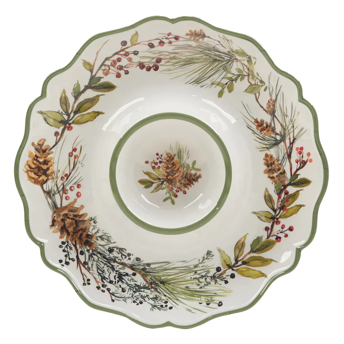 Certified International Winters Forest Christmas Heavyweight Melamine 14.5" Chip & Dip - Little Miss Muffin Children & Home
