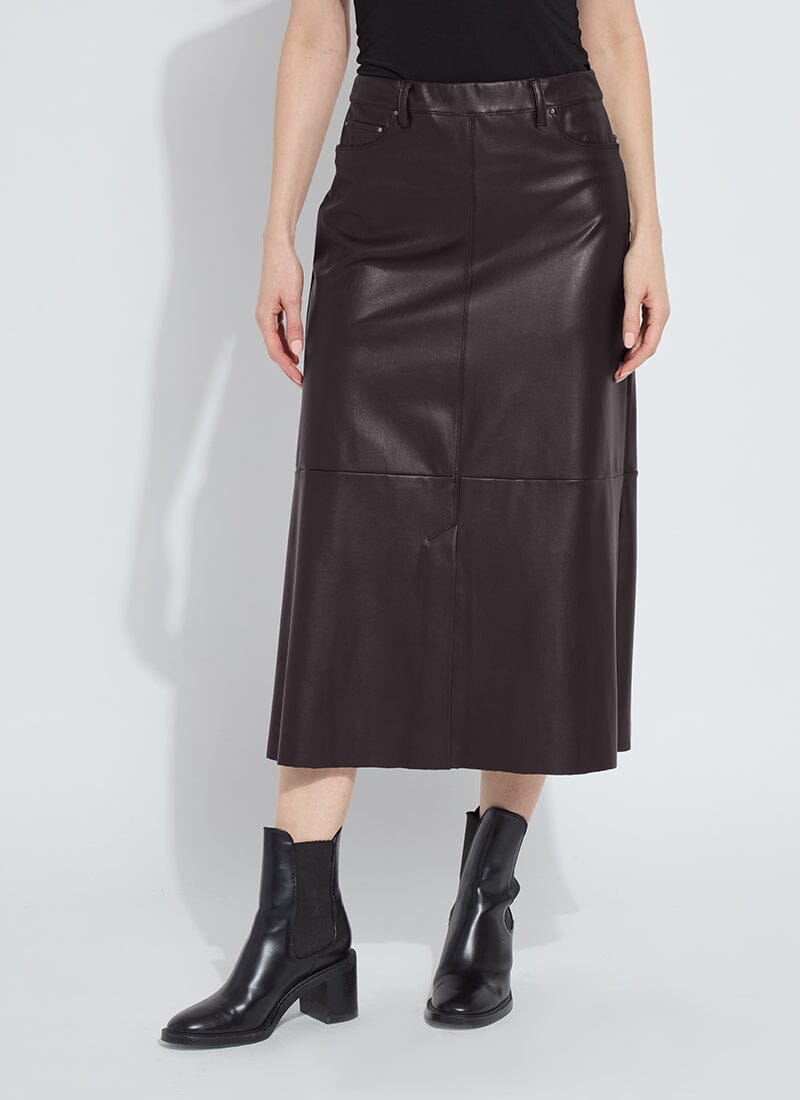 Double Espresso Warren A-Line Vegan Leather Skirt