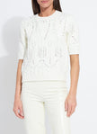 Cozy Short Sleeve Embellished Cable Sweater