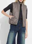 Rowyn Reversible Sleeveless Puffer Vest in Donegal Tweed by Lysse