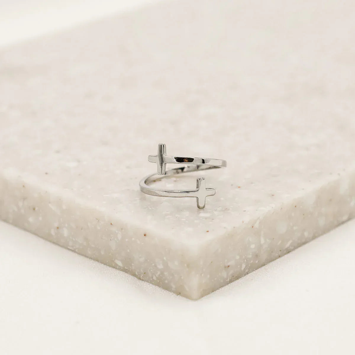 My Saint My Hero Adjustable Size Silver Pillar of Faith Cross Ring - Little Miss Muffin Children & Home