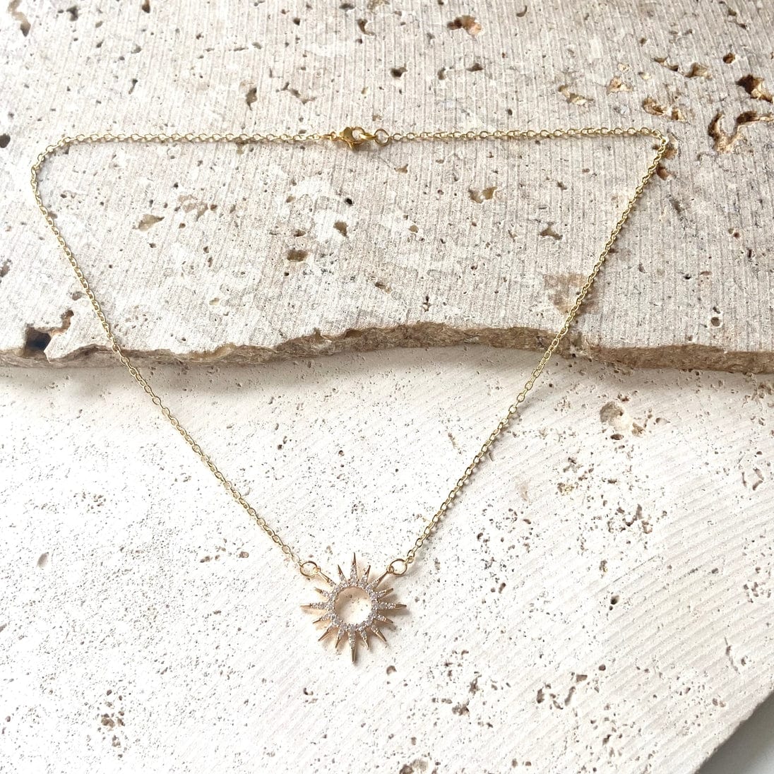 VB&CO Designs Handmade Jewelry Sun Celestial Necklace Minimalist Boutique Salon Jewelry  Gold, 18” - Little Miss Muffin Children & Home