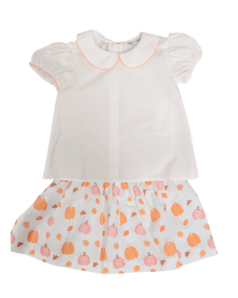 Olivia fall pumpkin Peter Pan collar skirt set