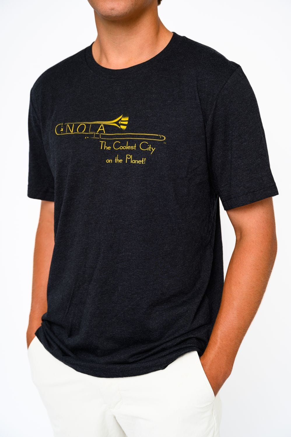 mens t shirt with a trombone new orleans