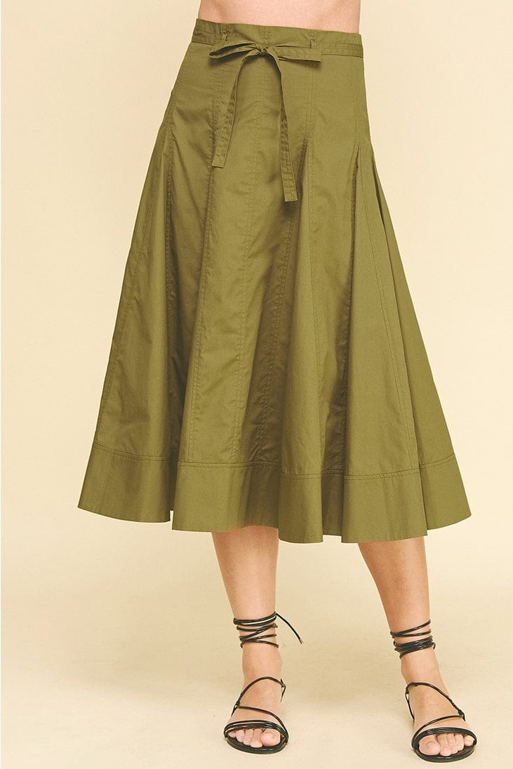 Pinch Pleated Midi Skirt with Tie Belt in Khaki - Little Miss Muffin Children & Home