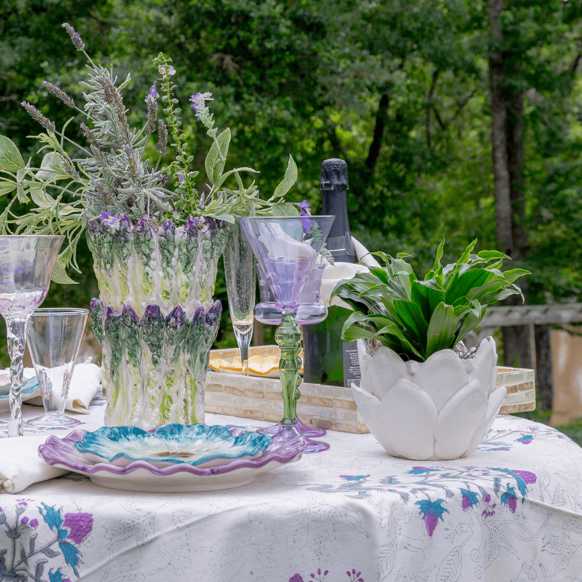 Abigail's Home Decor Palazzo Wine Glass, Lavender & Green - Little Miss Muffin Children & Home