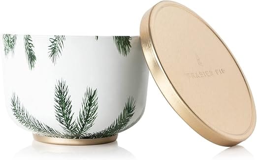 Thymes Frasier Fir Universal Tin Poured Candle, Gold Lid - Little Miss Muffin
