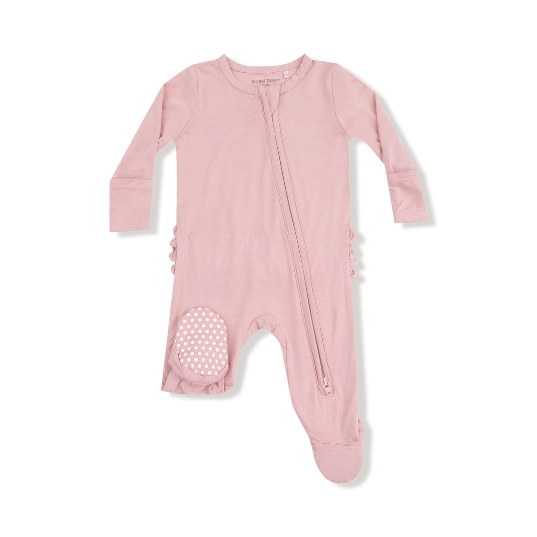 Angel Dear Basics Mellow Rose 2 Way Zipper Ruffle Back Footie - Little Miss Muffin Children & Home